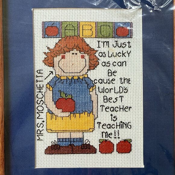 1994 Design Works Art & Soul World's Best Teacher 9394 Counted Cross Stitch NOS - Picture 4 of 4